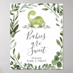 Affiche Baby shower Dinosaure Les bébés sont signe doux