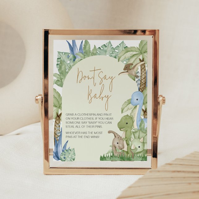 Affiche Baby shower Dinosaure verdoyant Ne pas dire bébé (Boho Dinosaur Baby Shower Don't Say Baby Sign)