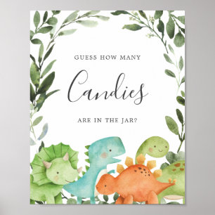 Affiche Baby shower Dinosaures Devinez combien de bonbons