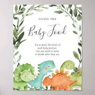 Affiche Baby shower Dinosaures Devinez Le Panneau Alimenta