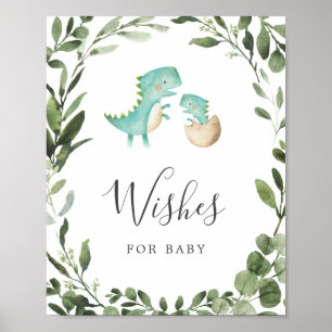 Affiche Baby shower Dinosaures Voeux Pour Bébé Signal