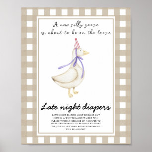 Affiche Baby shower d'oie - Late nuit couches jeu
