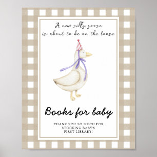 Affiche baby shower d'oie - livres pour bébé
