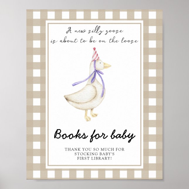 Affiche baby shower d'oie - livres pour bébé (Devant)
