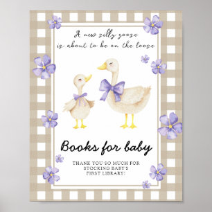 Affiche baby shower d'oie - livres pour bébé