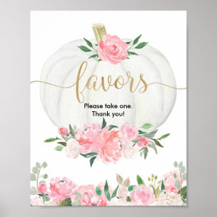 Affiche Baby shower d'or rose citrouille automne en faveur