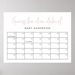 Affiche Baby shower double rose girly typographie moderne