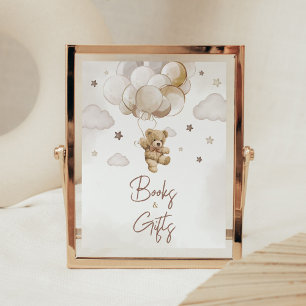 Affiche Baby shower d'ours à ballets Brown Livres et cadea