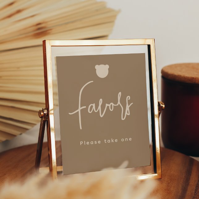 Affiche Baby shower d'ours simple minimaliste Faveurs (Créateur téléchargé)