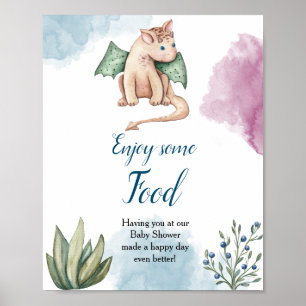Affiche Baby shower Dragon Profitez De Quelques Aliments A