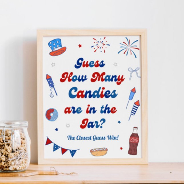 Affiche Baby Shower du 4 juillet Devinez combien de bonbon (Créateur téléchargé)