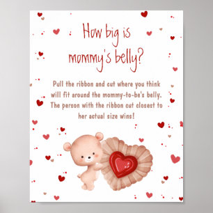 Affiche Baby shower du coeur rouge à quel point le ventre