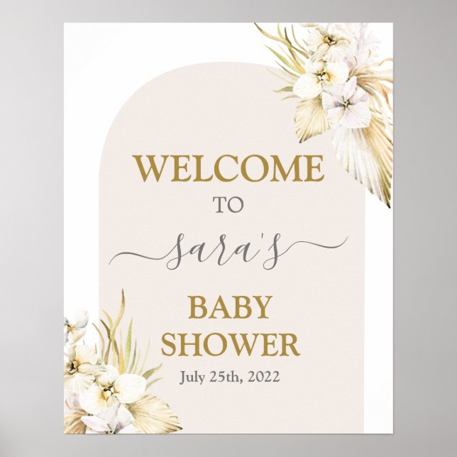 Affiche Baby shower du désert de Bohême Symbole de bienven (Devant)