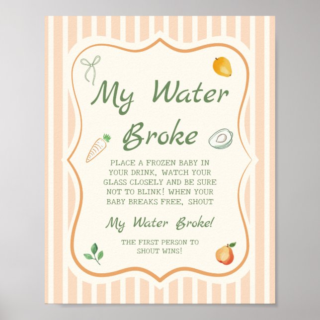 Affiche Baby shower du marché agricole Mon eau Broke (Devant)
