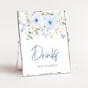 Affiche Baby shower Dusty Blue Baby Bloom Boissons