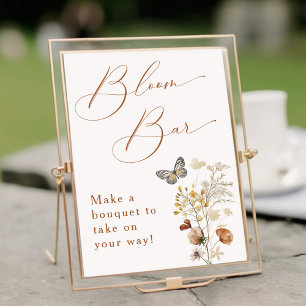 Affiche Baby Shower Élégant Fleur Sauvage Bar à Fleurs