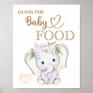 Affiche Baby shower éléphant bébé "Guess the Baby Food"