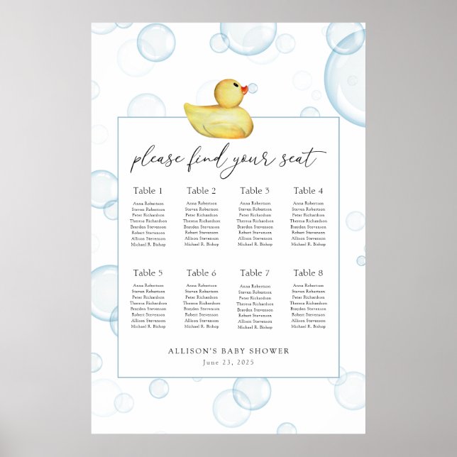 Affiche Baby shower en caoutchouc Ducky (Devant)