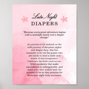 Affiche Baby shower en fleurs rose vif Diapositives tard d
