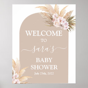 Affiche Baby shower en laiton de la Pampas de Bohême Panne