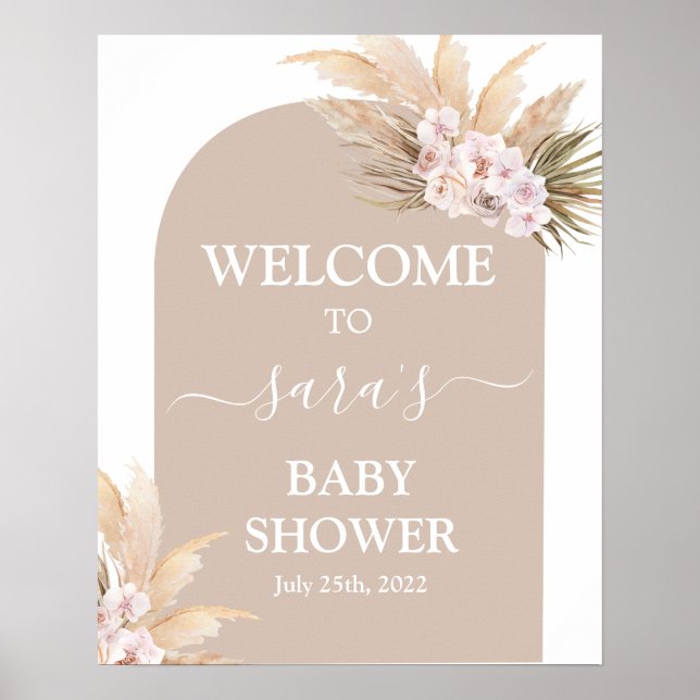 Affiche Baby shower en laiton de la Pampas de Bohême Panne (Devant)