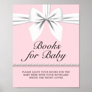 Affiche Baby shower en tiffany rose pâle Livres pour bébé