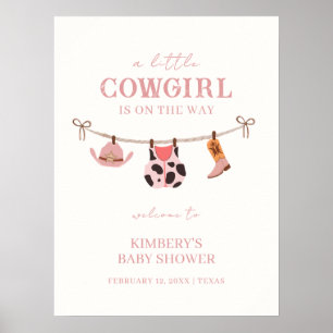Affiche Baby shower en tissu Boho rose Cowgirl Bienvenue