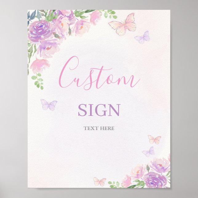 Affiche Baby shower enchanté papillon customisé (Devant)