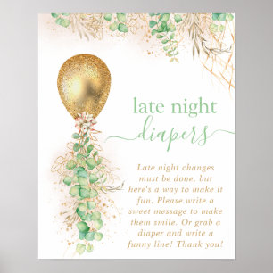 Affiche Baby shower Eucalyptus Balloon Late Night Diapos