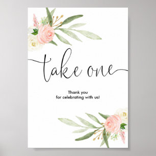 Affiche Baby shower faveurs signe vert rose or élégant