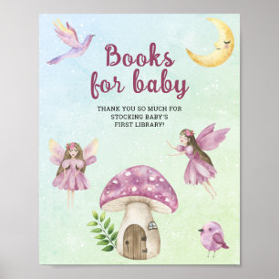 Affiche Baby shower fée - livres pour bébé