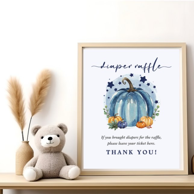Affiche Baby Shower Fete Bebe Garcon Citrouille Douce Bleu (Créateur téléchargé)