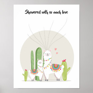 Affiche Baby shower Fiesta Llama Fingerprint