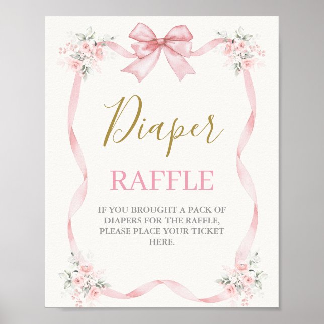 Affiche Baby shower fille avec arc (Devant)