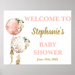 Affiche Baby shower fille ballons Signe