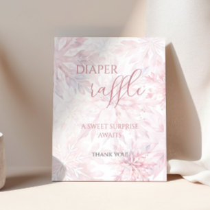 Affiche Baby shower Fille Pink Snowflake Déchets Raffle