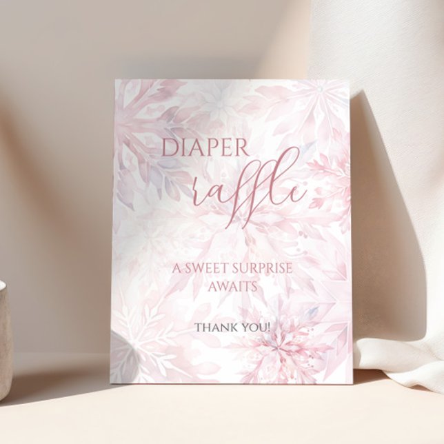 Affiche Baby shower Fille Pink Snowflake Déchets Raffle (Créateur téléchargé)