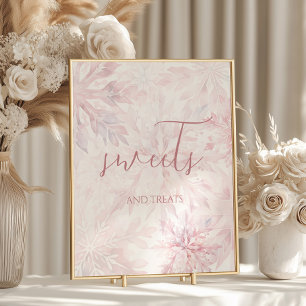 Affiche Baby shower Fille Pink Snowflake Sweets et des fri