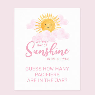 Affiche Baby Shower Fille Rayon De Soleil Combien De Tétin