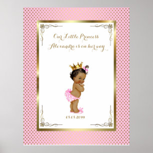 Affiche Baby shower fille, rose blanc, élégant,32x41,6 300