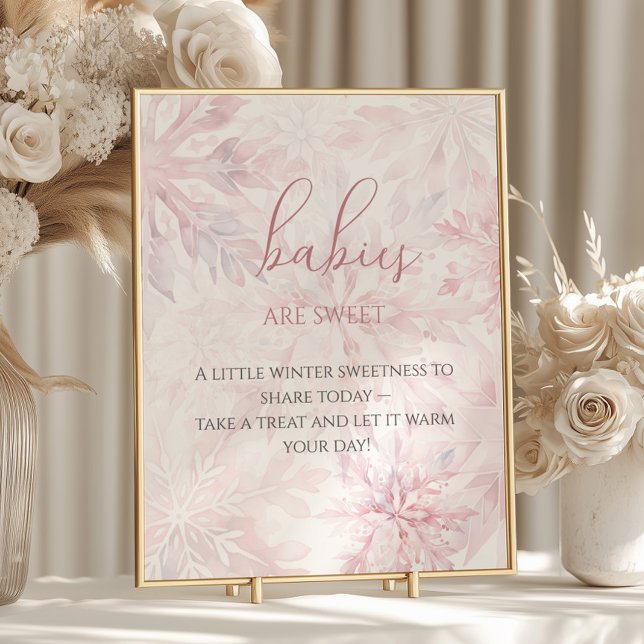 Affiche Baby shower Fille rose Flamme de neige Les bébés s (Créateur téléchargé)