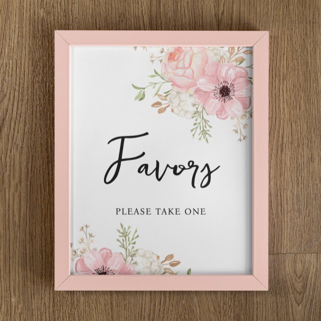 Affiche Baby shower Fille Rose Floral Symbole Faveur (Créateur téléchargé)