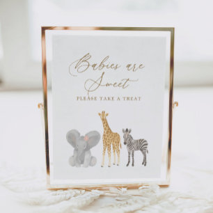 Affiche Baby shower Fille Safari Bébés sont doux signe