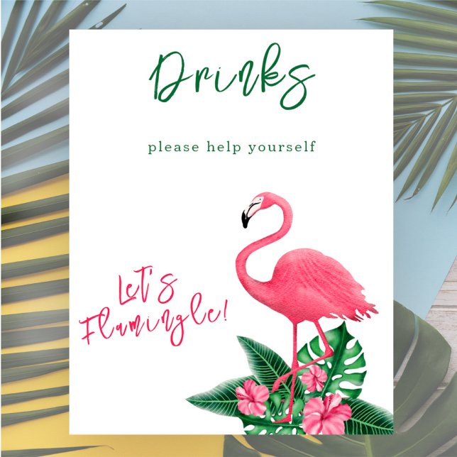 Affiche Baby shower flamant rose aquarelle - Boissons (Créateur téléchargé)