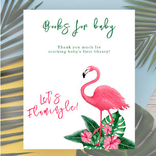 Affiche baby shower flamingo Livres pour bébé