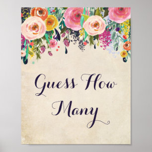 Affiche Baby shower Fleur Devinez Combien De Jeu Signe