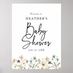 Affiche Baby shower fleur sauvage