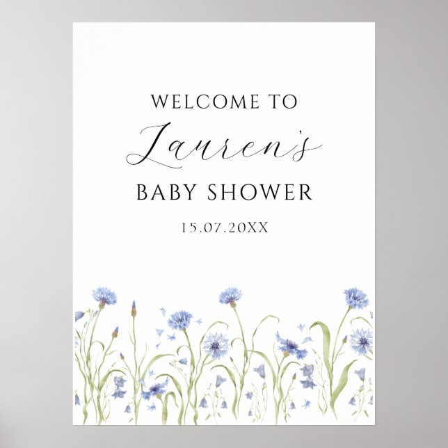 Affiche Baby-Shower Fleur Sauvage (Devant)