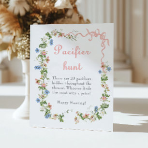 Affiche Baby shower fleur sauvage à mâchoires roses chasse