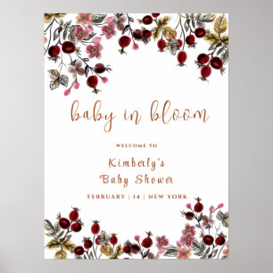 Affiche Baby shower Fleur sauvage Baby In Bloom Bienvenue